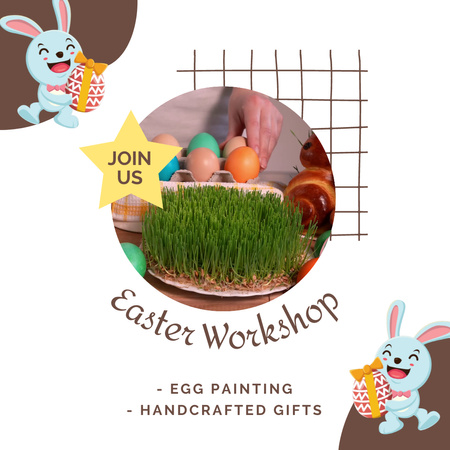 Workshop With Handmade And Painting At Easter Animated Post Design Template