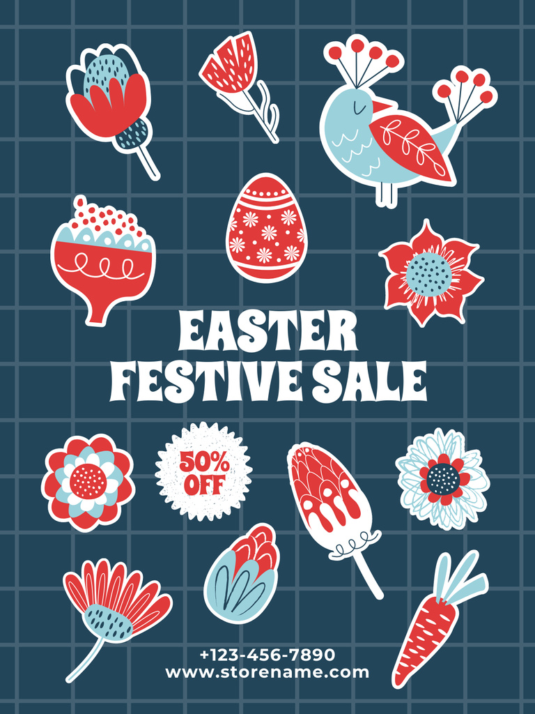Easter Festive Sale Announcement Poster USデザインテンプレート