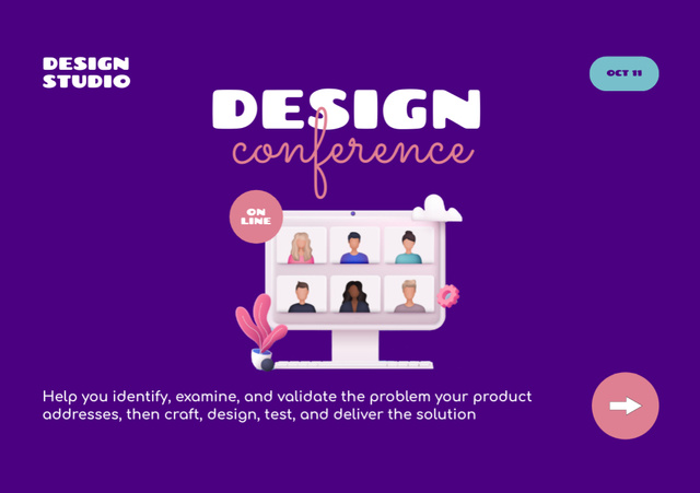 Template di design Online Design Conference for Designers Flyer A5 Horizontal