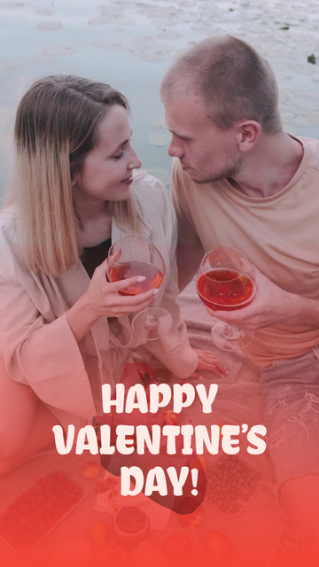 Happy Valentine`s Day Greeting with Happy Couple TikTok Video Design Template