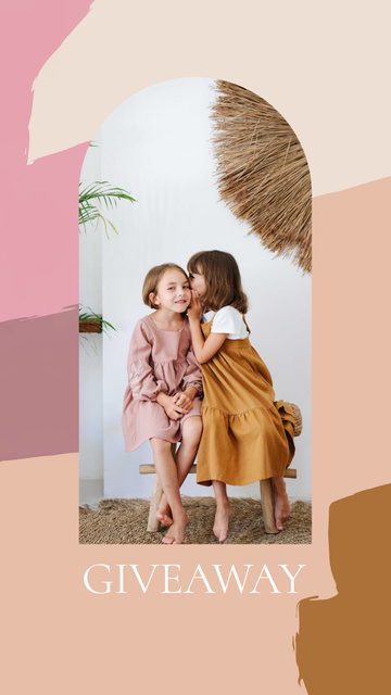 Platilla de diseño Giveaway announcement with Kids sharing Secret on Chairs Instagram Story