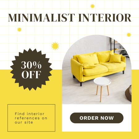 Яркий желтый минималистский дизайн интерьера Instagram AD – шаблон для дизайна