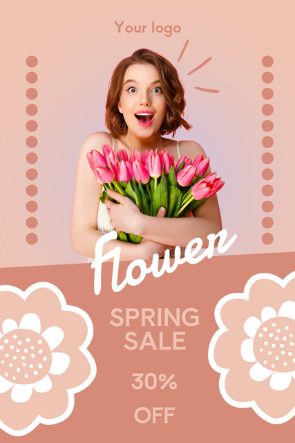 Spring Sale Announcement on International Women's Day Pinterest Πρότυπο σχεδίασης