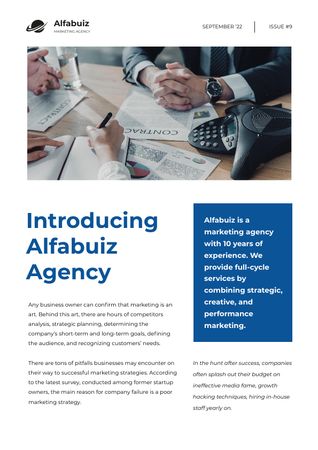 Marketing Agency Overview with Business team Newsletter Design Template