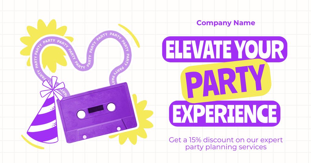Designvorlage Expert Party Planning Services with Party Favors für Facebook AD
