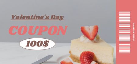 Valentine's Day Gift Voucher with Delicious Cheesecake Coupon Din Large Design Template