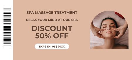 Facial Massage Services Ad at Half Price Coupon 3.75x8.25in Design Template