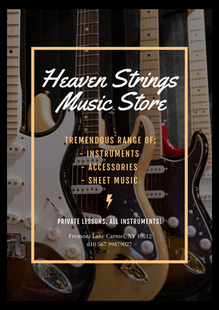 Guitars in Music Store Posterデザインテンプレート