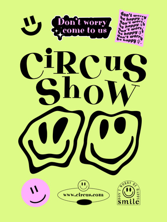Ontwerpsjabloon van Poster 36x48in van Circus Show Announcement with Funny Emojis