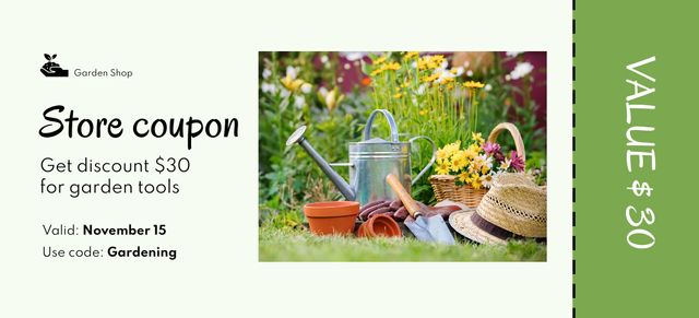 Gardening Tools Sale Ad Coupon 3.75x8.25inデザインテンプレート