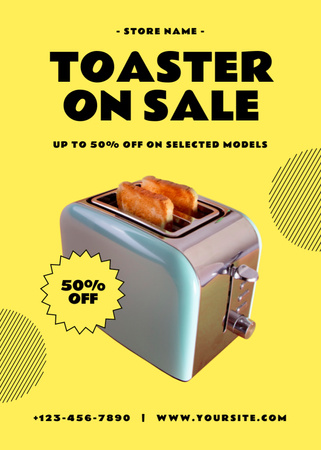 Designvorlage Küchengeräte-Promotion mit Toaster mit Brotscheiben für Flayer