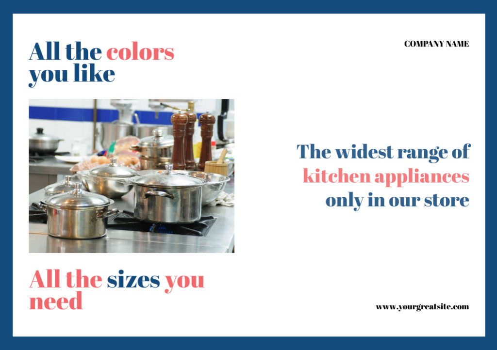 Kitchen Utensils Store Ad Flyer A5 Horizontal Tasarım Şablonu