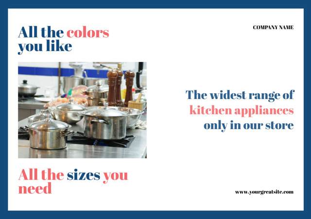Kitchen Utensils Store Ad Flyer A5 Horizontal tervezősablon