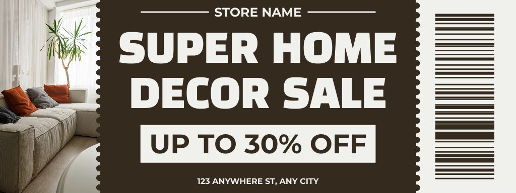 Super Sale of Home Decor Brown Coupon Design Template