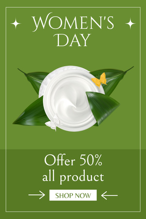 Offer of Skincare Products on Women's Day Pinterest Design Template