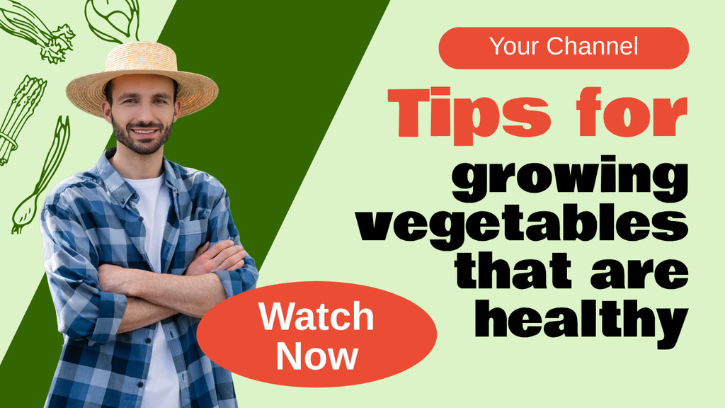 Designvorlage Tips for Growing Healthy Vegetables für Youtube Thumbnail