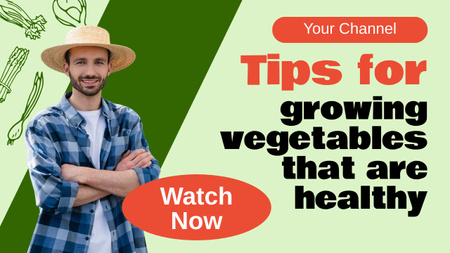 Modèle de visuel Conseils pour cultiver des légumes sains - Youtube Thumbnail