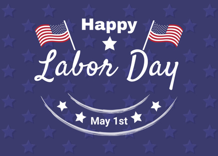 Labor Day Celebration Announcement With Flags Postcard 5x7in – шаблон для дизайна