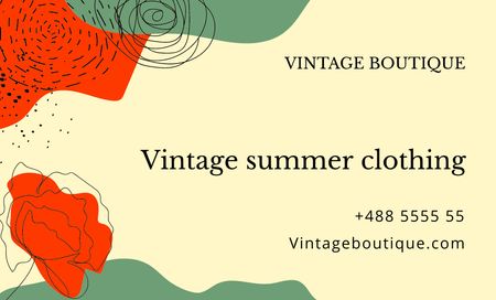 Vintage Clothing Store Contact Details Business Card 91x55mm Πρότυπο σχεδίασης