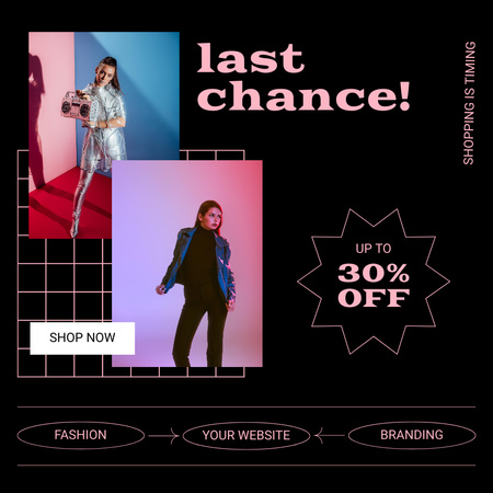 Clothes Sale with Stylish Woman Instagram Design Template