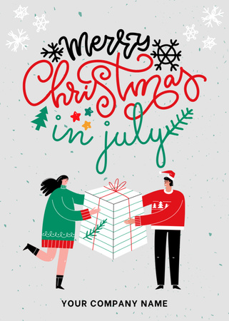 Temmuz ayında Noel'i kutlayan mutlu çift Flayer Tasarım Şablonu