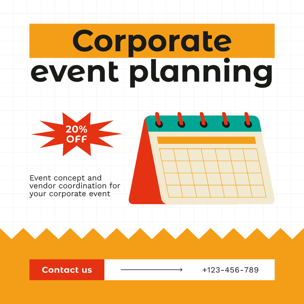 Designvorlage Discount on Planning and Organizing Corporate Events für Instagram