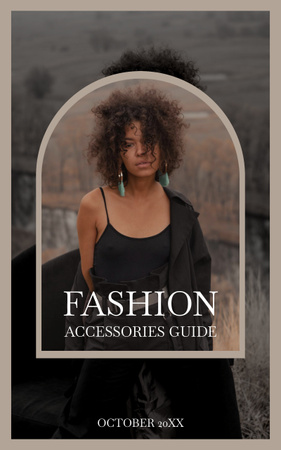 Průvodce módními doplňky s krásnou afroamerickou ženou Book Cover Šablona návrhu