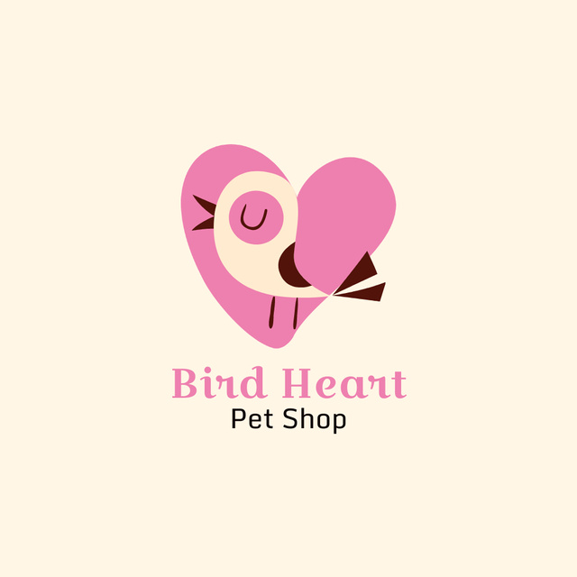 Pet Shop Emblem With Singing Bird Logo Design Template