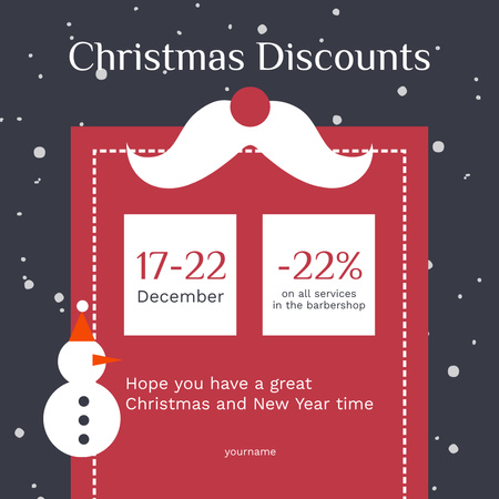 Christmas Discounts Cartoon Announcement Instagram AD Design Template