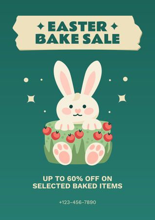 Easter Bake Sale Announcement with Easter Bunny Poster Design Template