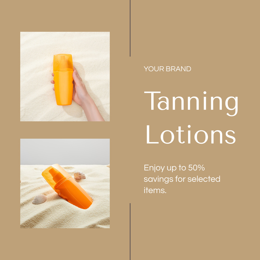 Discount on Quality Tanning Lotions Instagram AD Design Template
