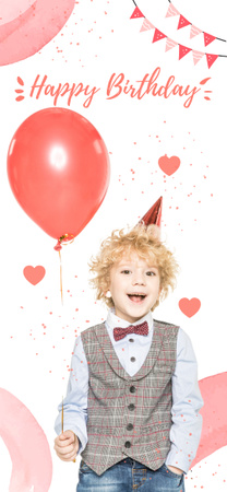 Birthday of Cute Little Boy with Balloon Snapchat Moment Filter Design Template