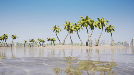 Designvorlage Insellandschaft mit Palmen für Zoom Background