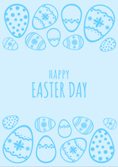 Easter Holiday Greeting with Illustration of Blue Eggs
