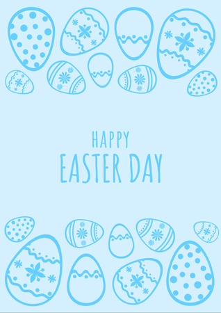 Cute Easter Holiday Greeting Flyer A4 Design Template