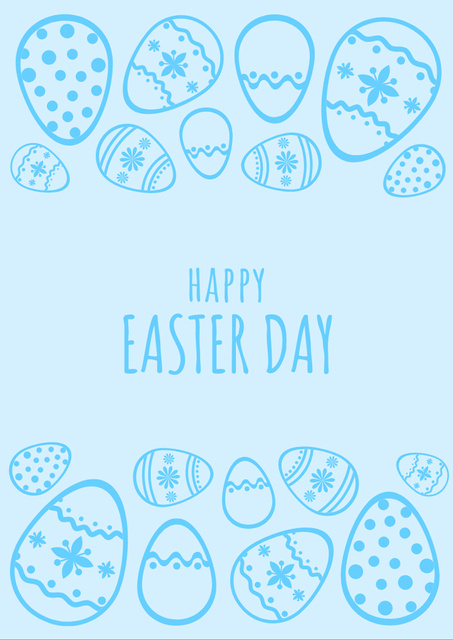 Easter Holiday Greeting with Illustration of Blue Eggs Flyer A4 Design Template