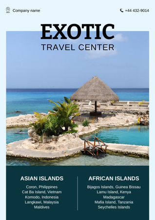 Exotic Travel Center Offer Poster A3 Design Template
