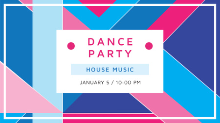 Dance Party Announcement with Abstract Pattern FB event cover Design Template