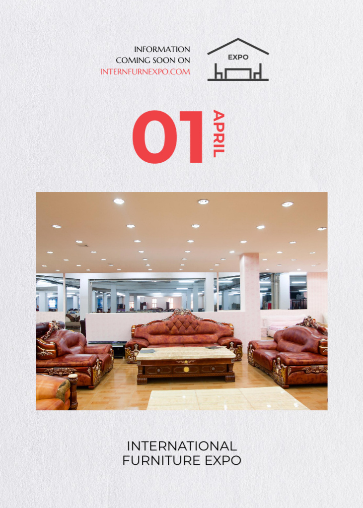 Ontwerpsjabloon van Postcard 5x7in Vertical van Global Furniture Exhibition Announcement