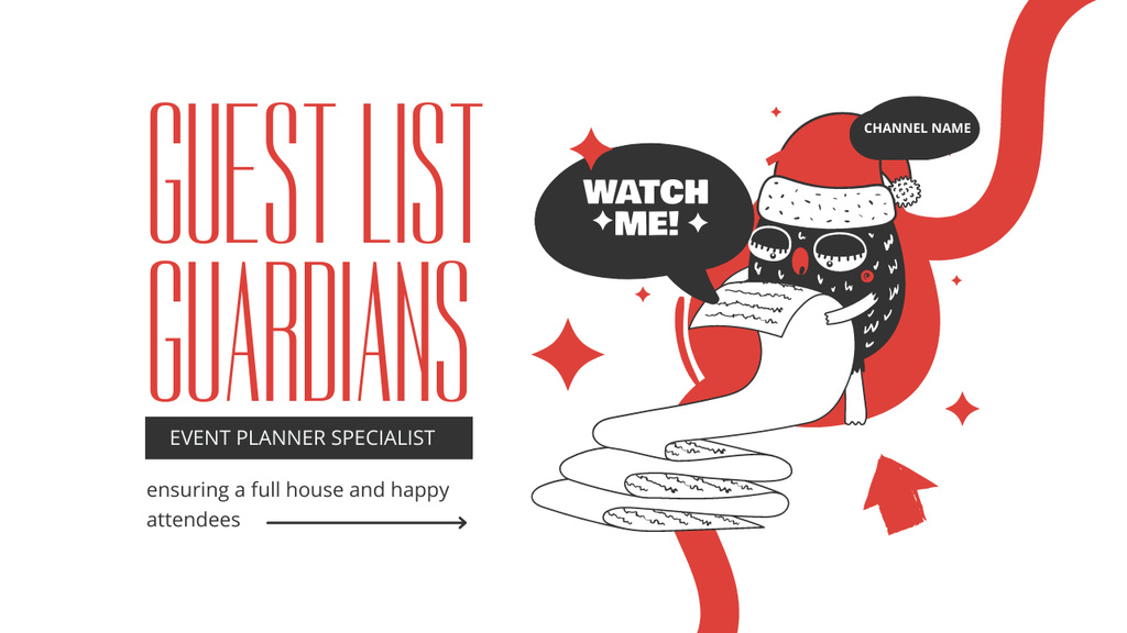 Guest List Guardians Services with Cute Owl Youtube Thumbnail – шаблон для дизайну