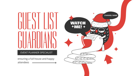 Guest List Guardians Services with Cute Owl Youtube Thumbnail Design Template