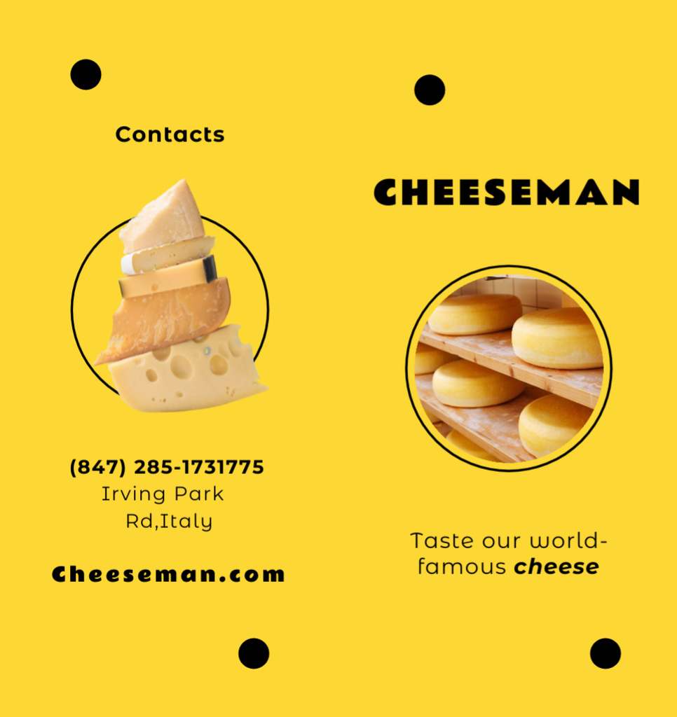 Cheese Shop Offer in Yellow Brochure Din Large Bi-fold Design Template