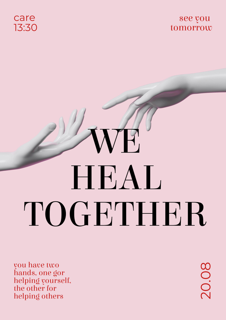 Designvorlage Charity Event Announcement with Hands in Pink für Poster