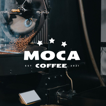 Coffee House Ad with Modern Coffee Machine Logo Design Template