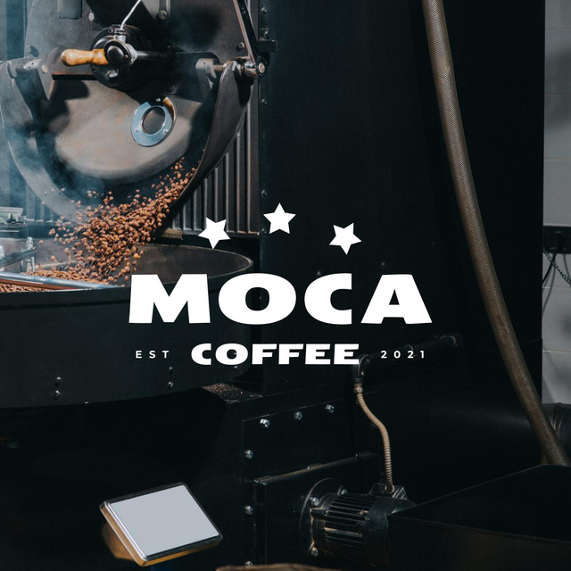 Coffee House Ad with Modern Coffee Machine Logoデザインテンプレート