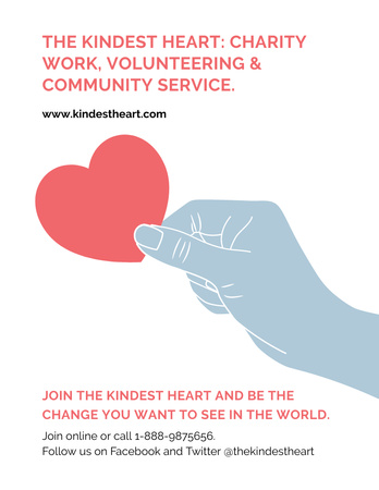 Charity event Hand holding Heart in Red Poster 8.5x11in Design Template
