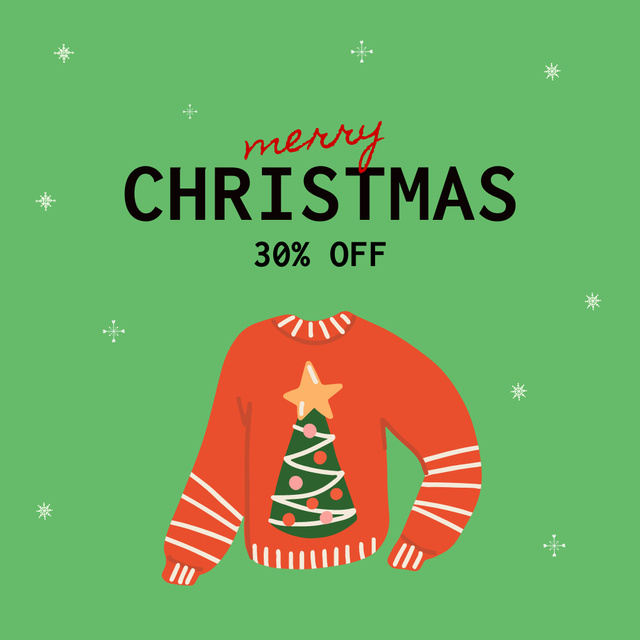 Christmas Offer with Cute Sweater Instagramデザインテンプレート