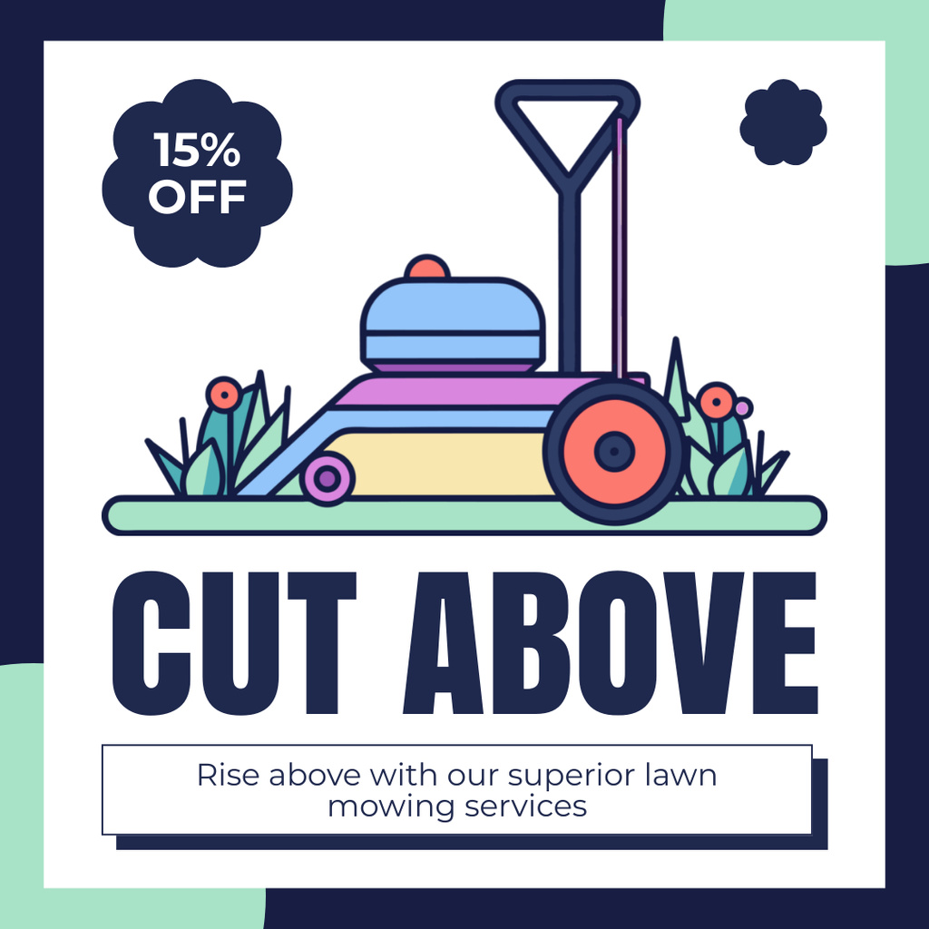 Discount on Best Lawn Mowers Instagram AD Design Template