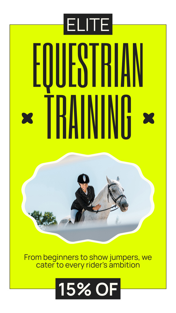 Elite Equestrian Training with Great Discount Instagram Story Πρότυπο σχεδίασης