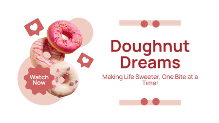 Anúncio de Donut Dreams em rosa Youtube Thumbnail Modelo de Design
